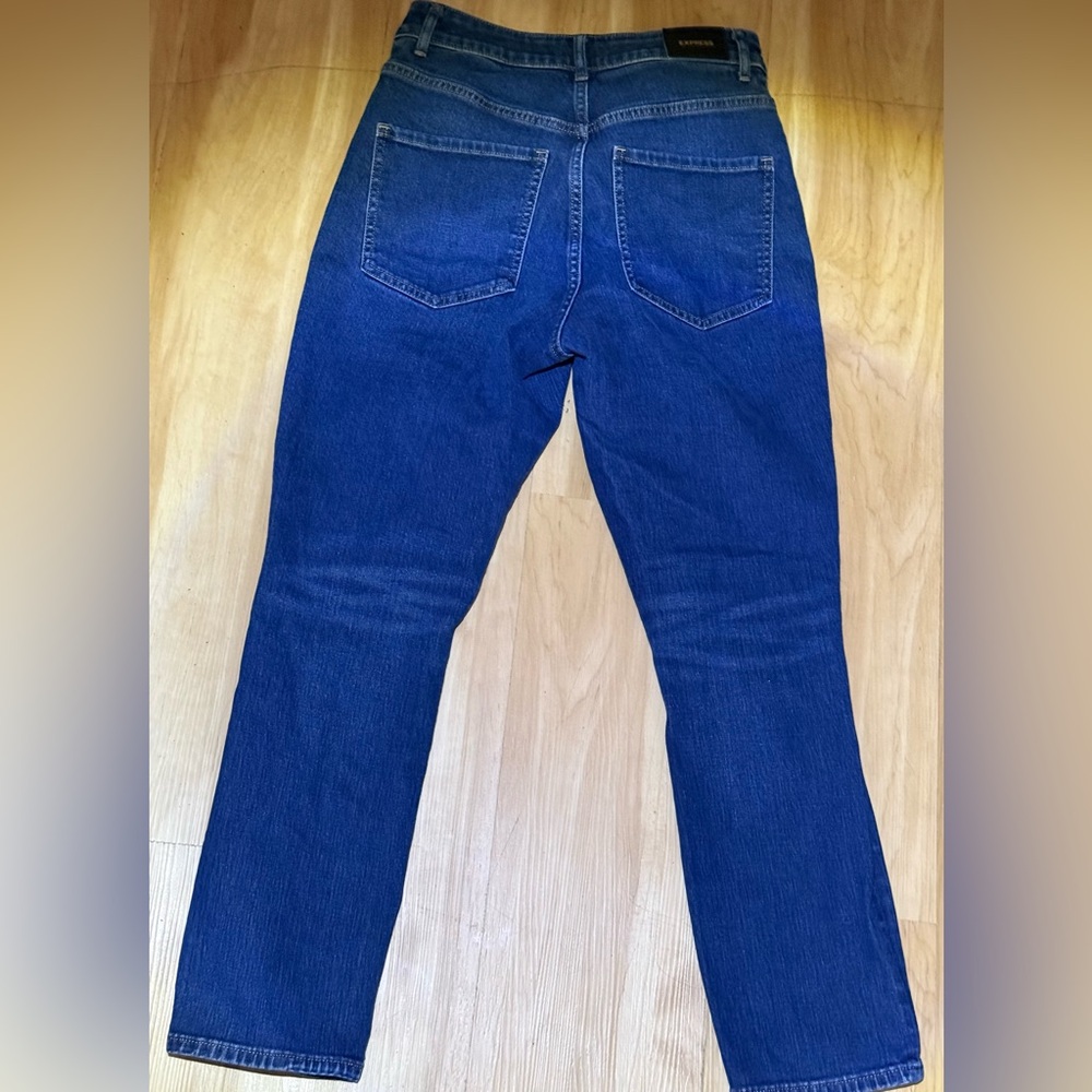 Express High Rise Ripped Indigo Jeans - Picture 3 of 8